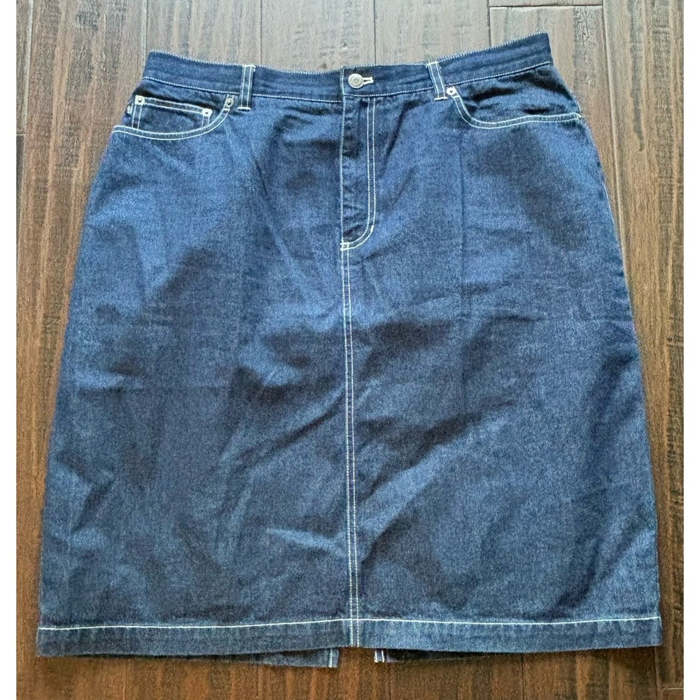 Ralph Lauren Jeans Co Denim Skirt Womens 16W Dark Wash Cowgirl Knee Length Y2K